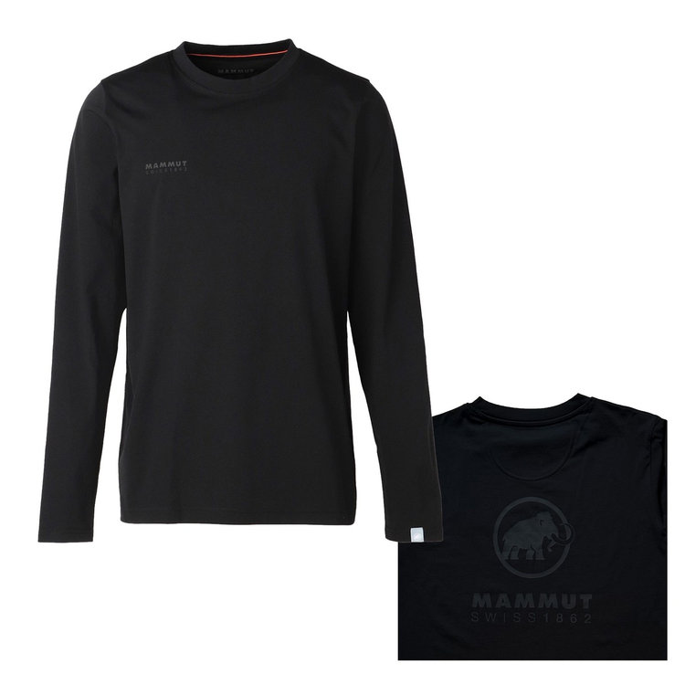 QD ロゴ プリント ロングスリーブ Tシャツ アジアンフィット  プレミアムブラック black PRT2