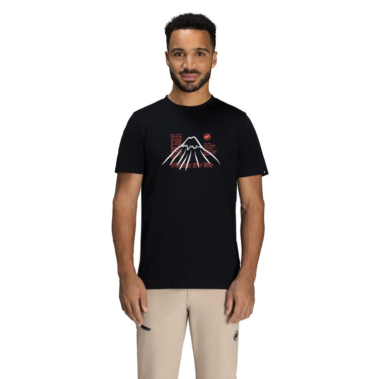 QD 富士山 プリント Tシャツ アジアンフィット black
