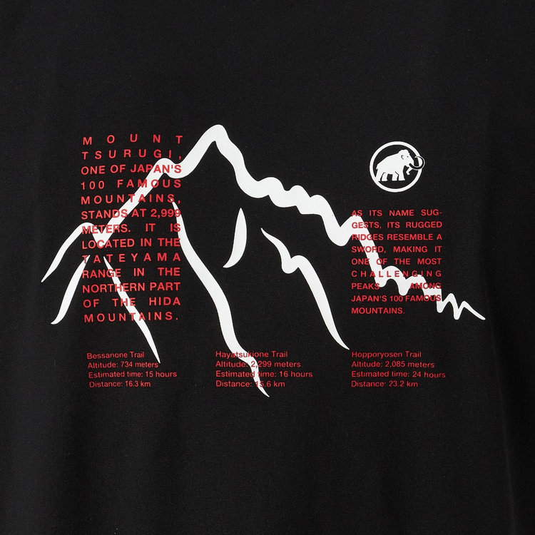 QD 剱岳 プリント Tシャツ アジアンフィット black