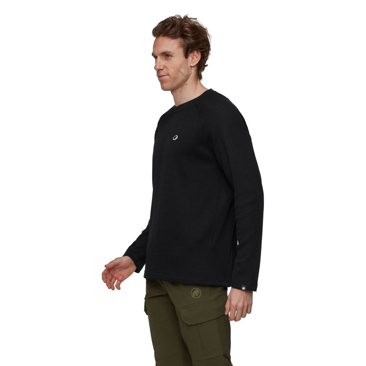 ワッフル ロングスリーブ アジアンフィット black